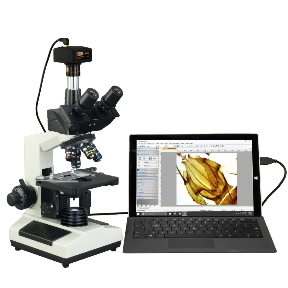 40X-2000X 14MP Digital Compound Trinocular LED Lab Biological Microscope EHM-N107T with DCE-LX1400 camera