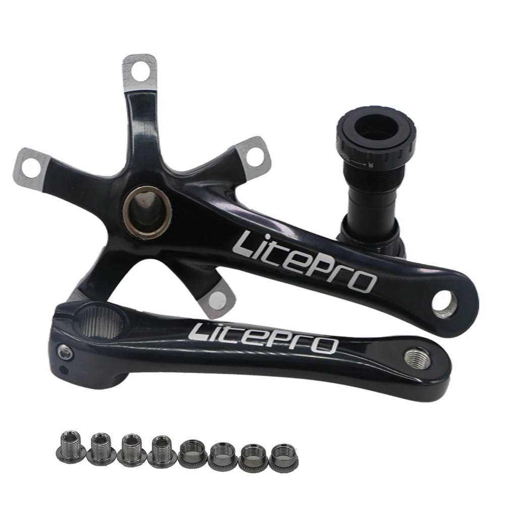 Litepro 130BCD Crank with botton bracket SP8 Cycling Crankset parts 130 BCD one forge Integrated folding bike spline Crankset