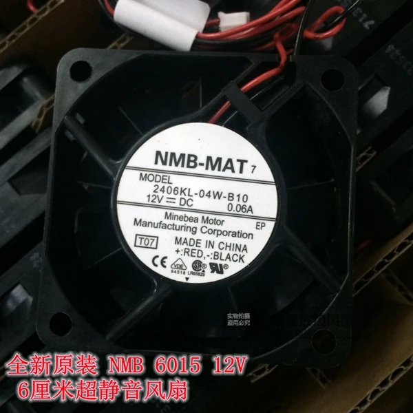 

NEW NMB-MAT Minebea 2406KL-04W-B10 6015 12V 0.06A 6CM silence cooling fan