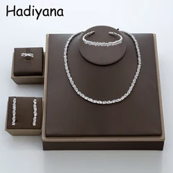 Hadiyana Fashion Irregural Paved Cubic Zinconia Costume Jewelry Set For Ladies Trendy Dubai Wedding Bridal Jewelry Sets TZ8014