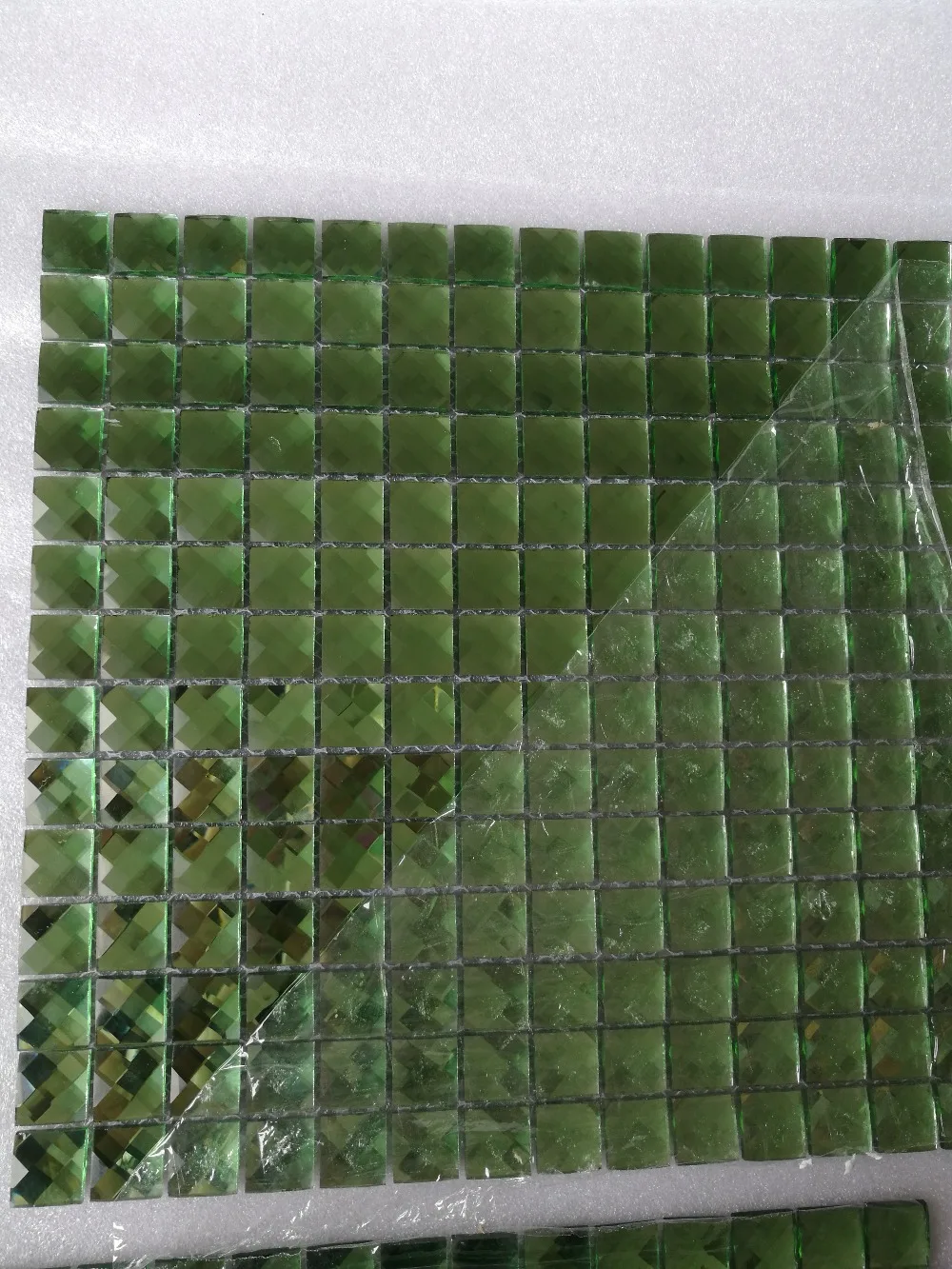 Glossy Shiny Green 13 Beveled Diamond Mirror Glass Mosaic Tiles,Store Display Cabinet Shower Wallpaper exterior interior wall