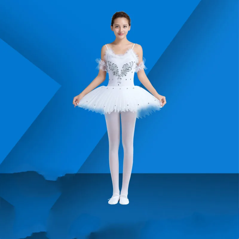 O novo adulto dança ballet saia roupas corpo saia estilingue branco tutu pouco swan traje vestidos de dança roupa de dança T-8