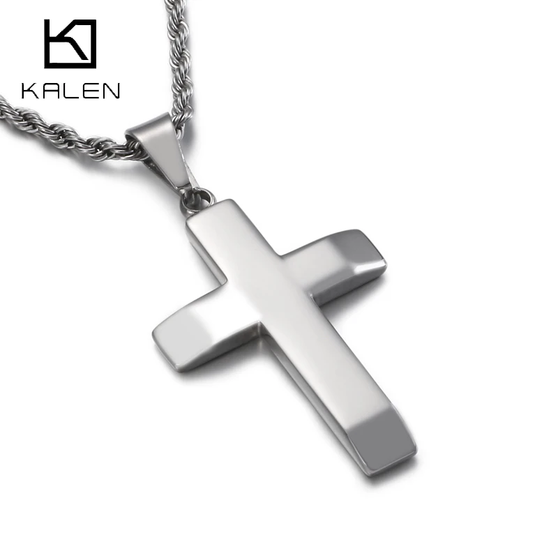 Kalen New Link Chain Homme Cross Choker  Stainless Steel 36*25mm Pendant Necklaces For Men Party Jewelry Collares Kolye