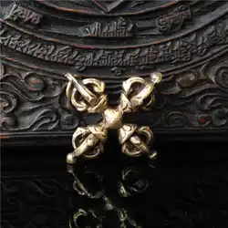 TBP221 Tibetan Brass Old Golden Cross Dorje Amulet pendant Tibet Traditional Male Amulets Metal Crafts