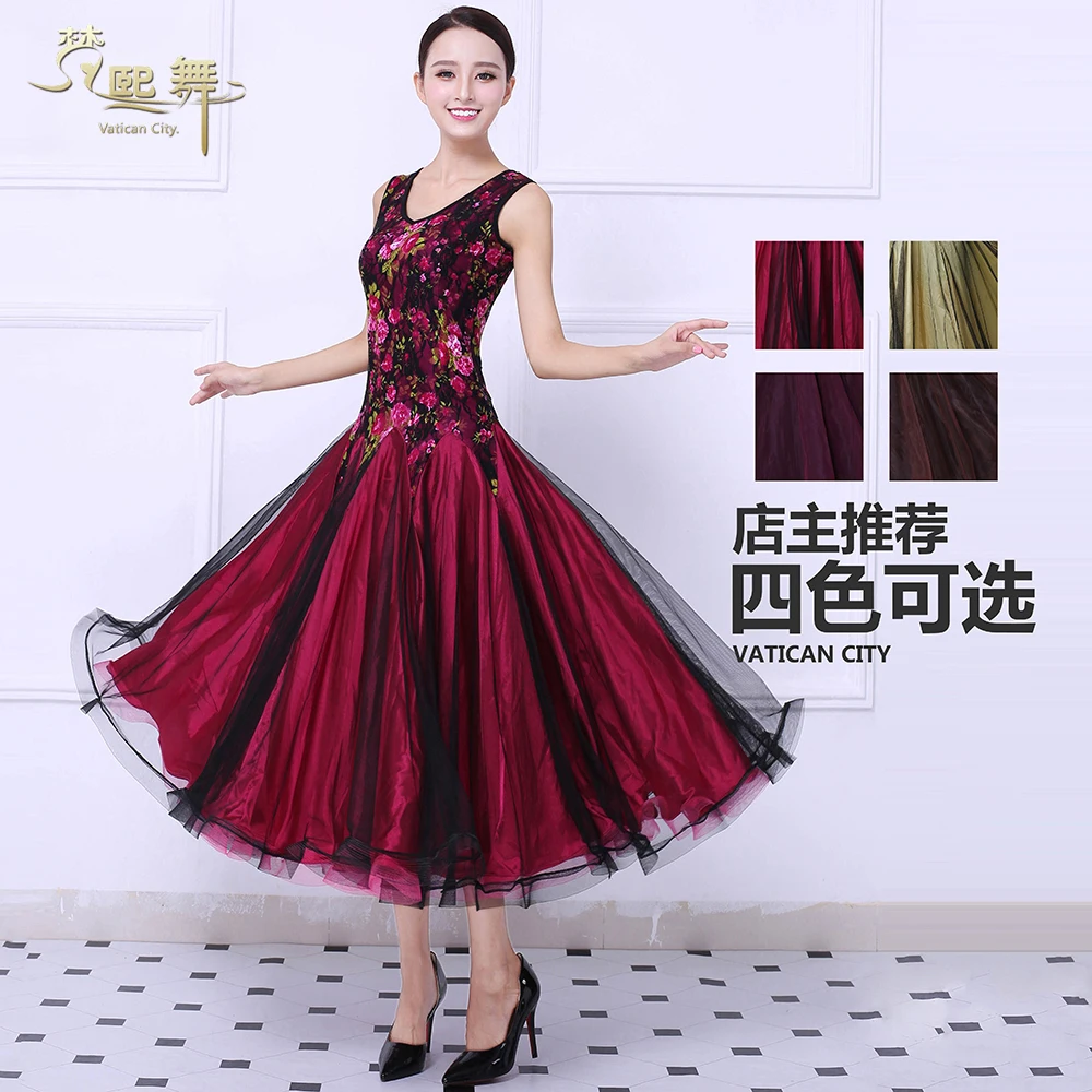 Phụ nữ Tùy Chỉnh Khiêu Vũ Váy Khiêu Vũ Waltz Tango Tiêu Chuẩn Flamenco Phòng Khiêu Vũ Trang Phục Tango Flamenco Waltz Nhảy Múa Phong Tục D-0385