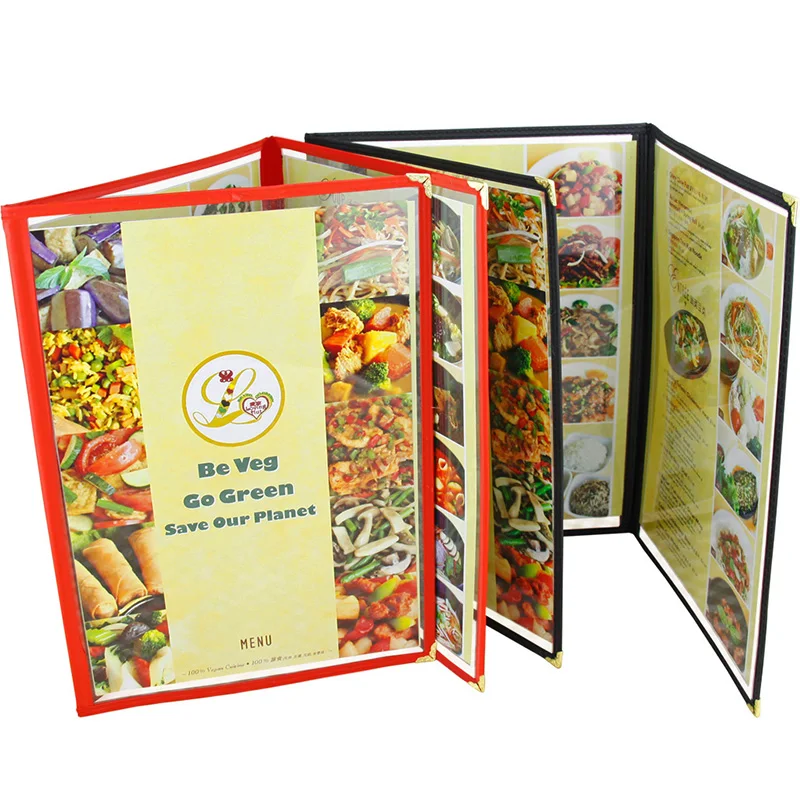 5 Pieces x Restaurant Recipe Menu Covers for Paper Protection, Tri-Fold Cover 3 Page 6 View (32.2*21.7cm)