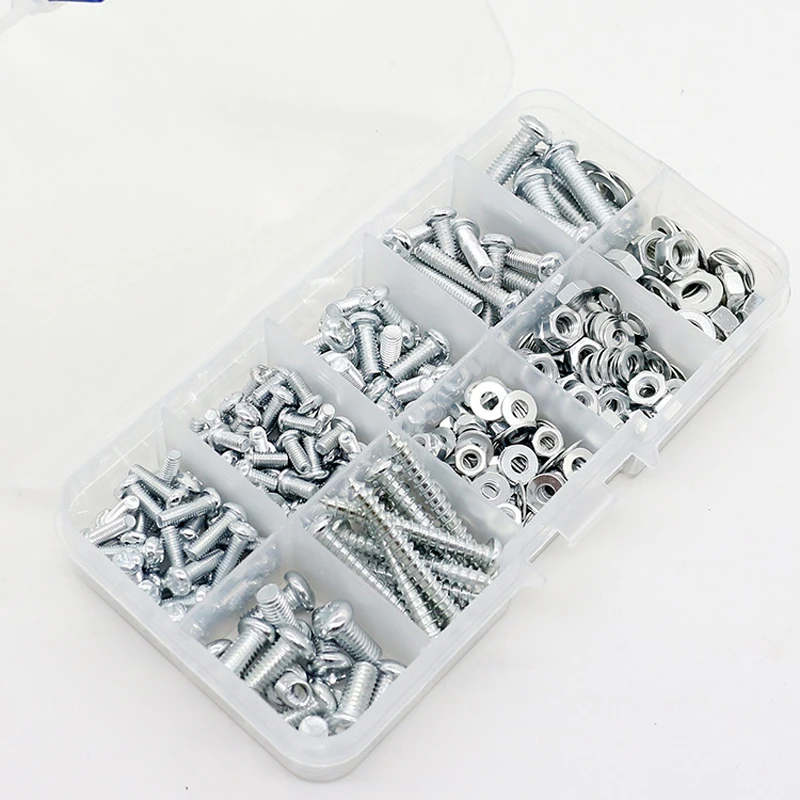 M3 M4 M5 Screws Nuts Assortment Kit Cross Screw Nut Bolt Gasket Screw Assortment Cup Point Tool Parts Tool Accessories