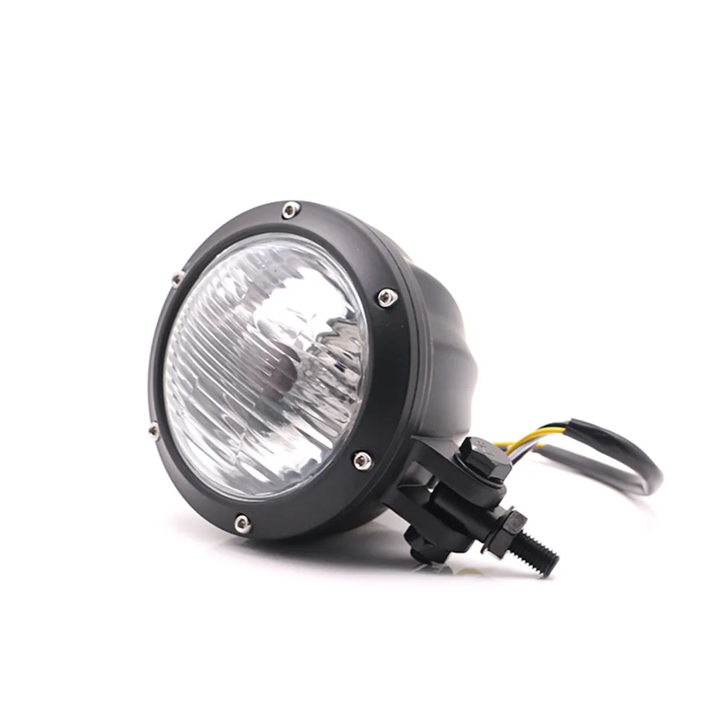 1pc Chrome/Black DC 12V Retro Vintage Motorcycle Headlight Head Lamp Light For Harley Vintage Chopper Cafe Racer Lights