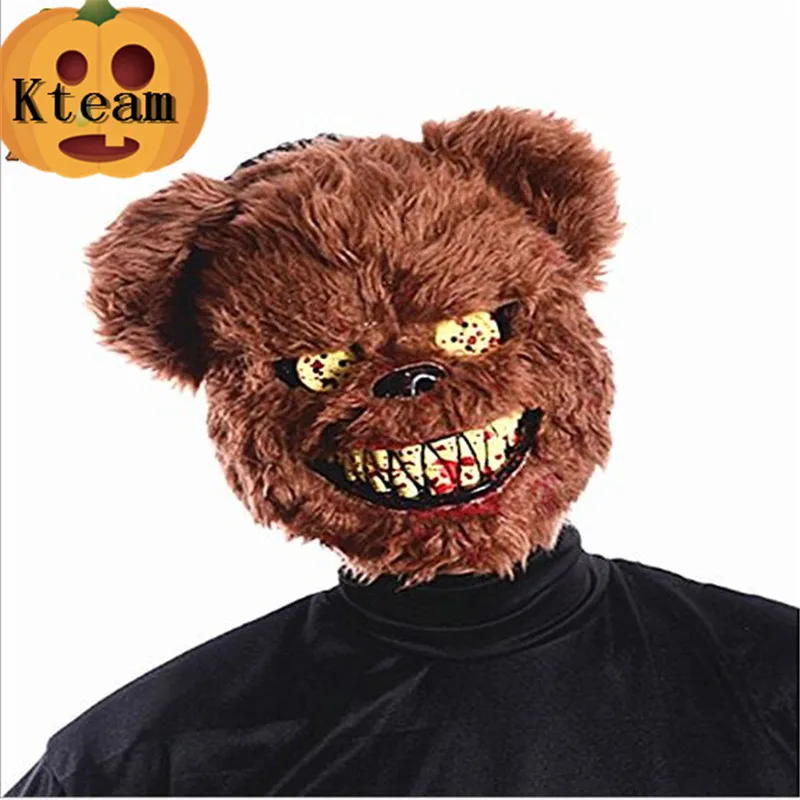 

2018 New Hot Sale Funny Scary Killer Teddy Bear Mask Adult Evil Psycho Halloween Costume Fancy Dress Plastic Bear Face Mask Toys