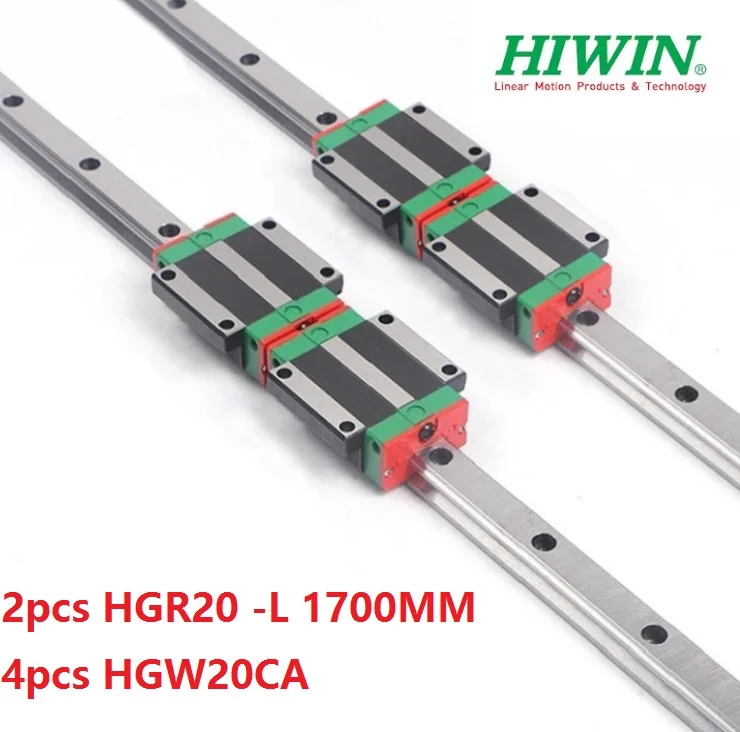 2pcs Taiwan Hiwin linear guide HGR20 - 1700MM + 4pcs HGW20CA/HGW20CC linear flanged blocks for cnc