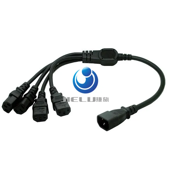 High Quality IEC 320 C14 Male Plug to 4XC13 Female Y Type Splitter Power Cord , C14 to 4 x C13, 250V/10A