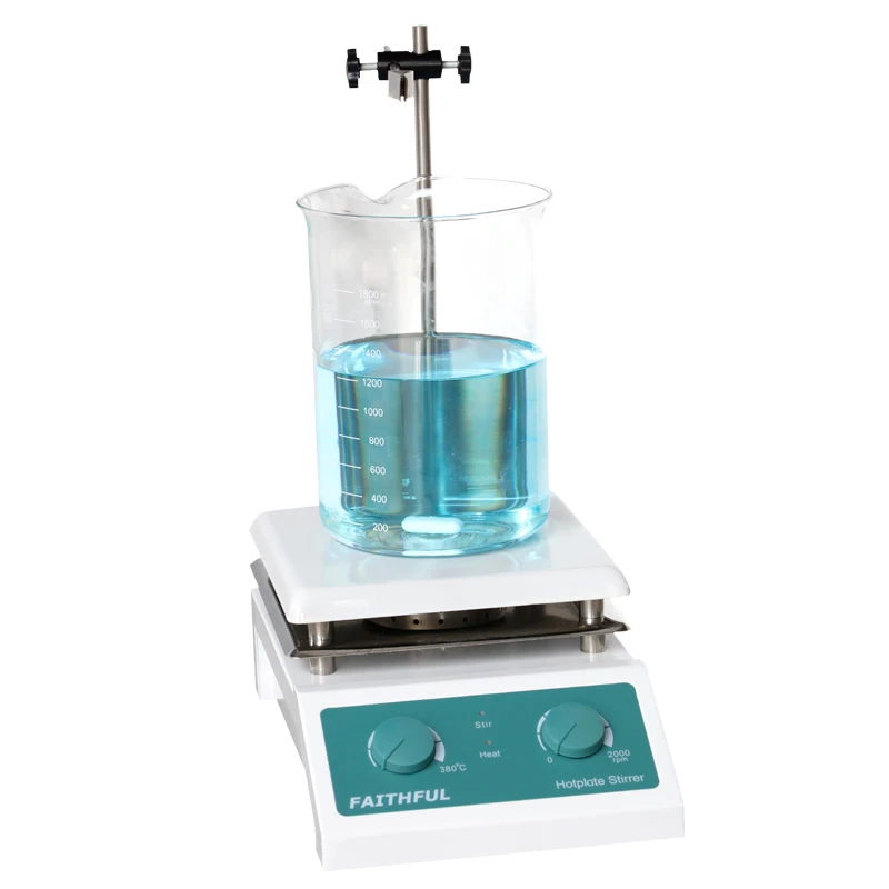 SH-4 Laboratory Magnetic Stirrer with Heating Stir Plate Magnetic Mixer Hotplate,19x19cm Ceramic Panel, 0~2000RPM,5000ml Volume