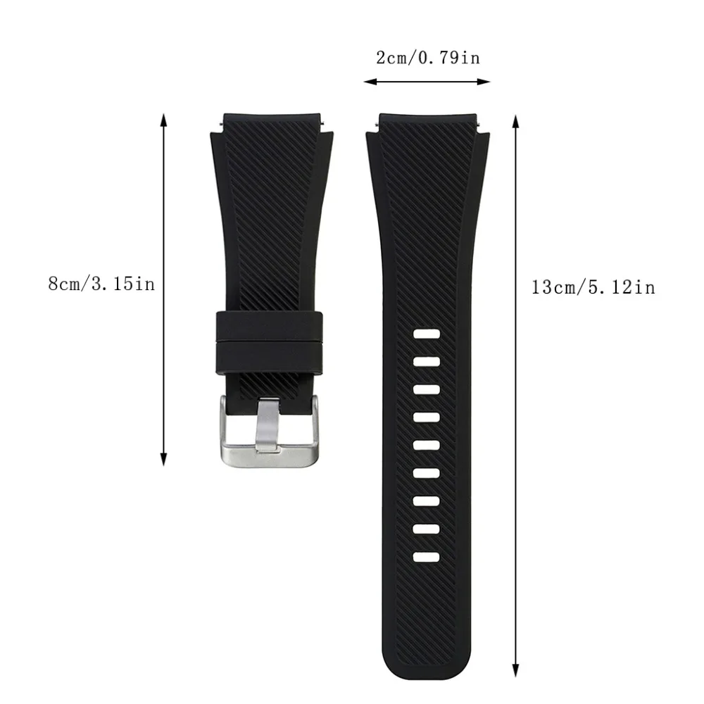 1Pair Silicone Bracelet Strap Watch Band For Samsung Gear S3 Galaxy Watch Classic Design Belt Black Pure Colors