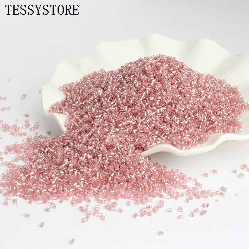 700pcs/lot 2x3mm Lined Bugle Czech Glass Seed Spacer Beads Austria Crystal Long Tube Beads For Jewelry Making DIY