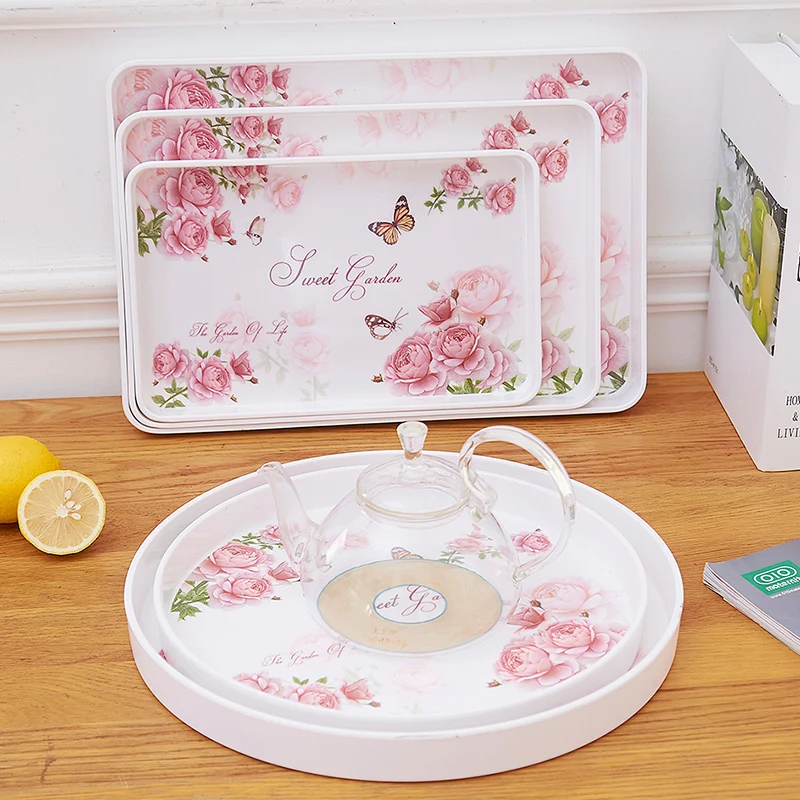 39cm,35cm,30cm round dish plate Square Trays for Party/Hotel/Home Dinner Plate Dish  for Snacks Fruit Milk