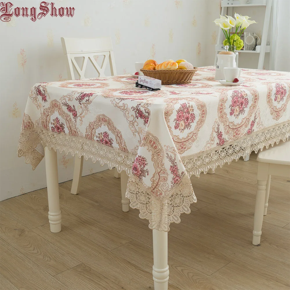 Classic Vintage European Jacquard Style Beige Tablecloth For Home Hotel Wedding Party Banquet Decoration