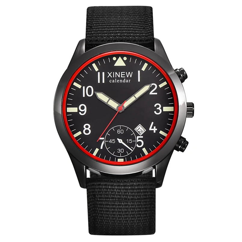 Xinew-relógio de quartzo masculino com calendário luminoso, soldado do exército, militar, com alça de nylon, esportes, moda, 2020