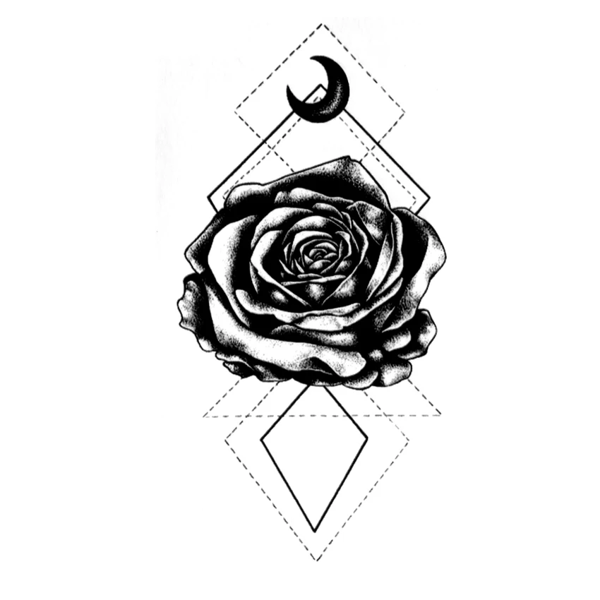 Moon Rose Waterproof Temporary Tattoo Sticker  Tatuagem Fake Tattoo The Flash Tatoo  Temporary Stickers Team Bride Tatuajes