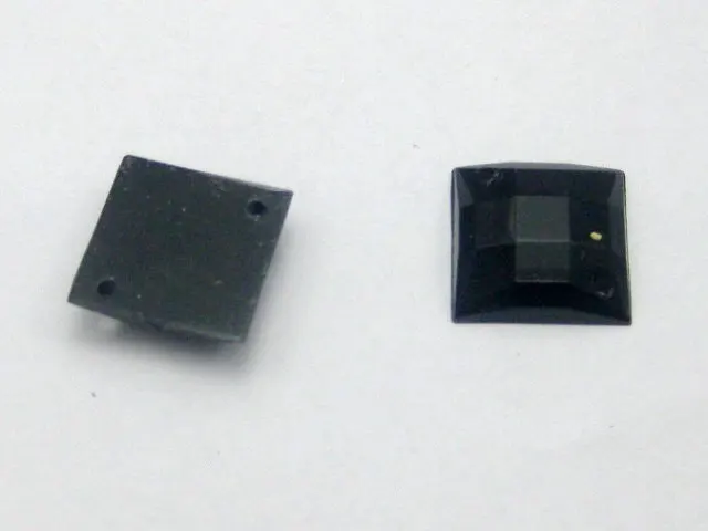 

100 Jet Black Flatback Acrylic Square Rhinestone Button 14mm Sew on bead