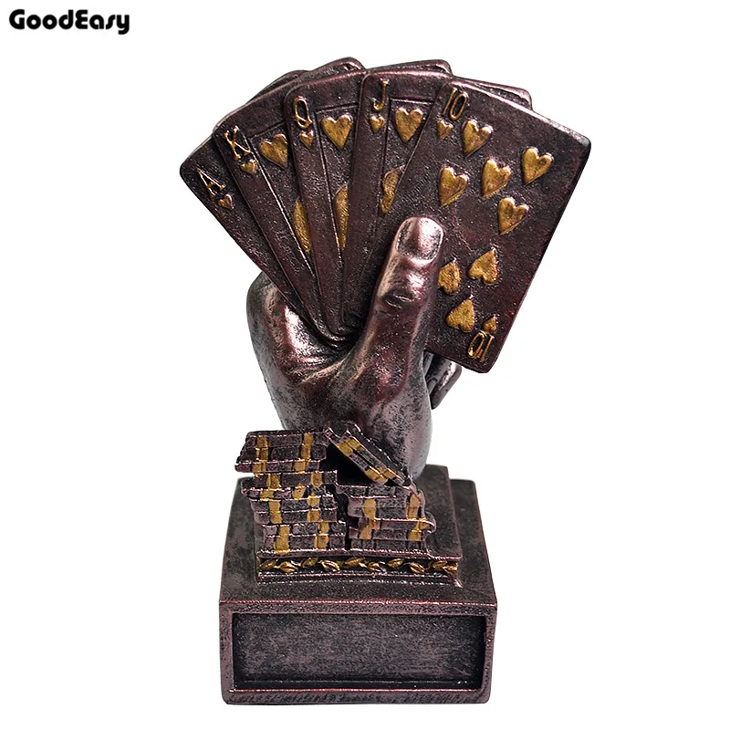 Casino Metal Poker Card Tournament Winner Finger Trophy Cup Poker Trophy Poker Game Souvenirs Winner Award Prize Home Decoration