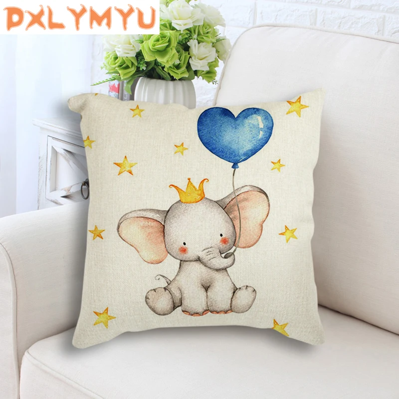 

Household Comfortable Sleep Watercolor Elephant Printed Pillowcase 45x45cm Throw Pillow Cases For Home Pillowcase