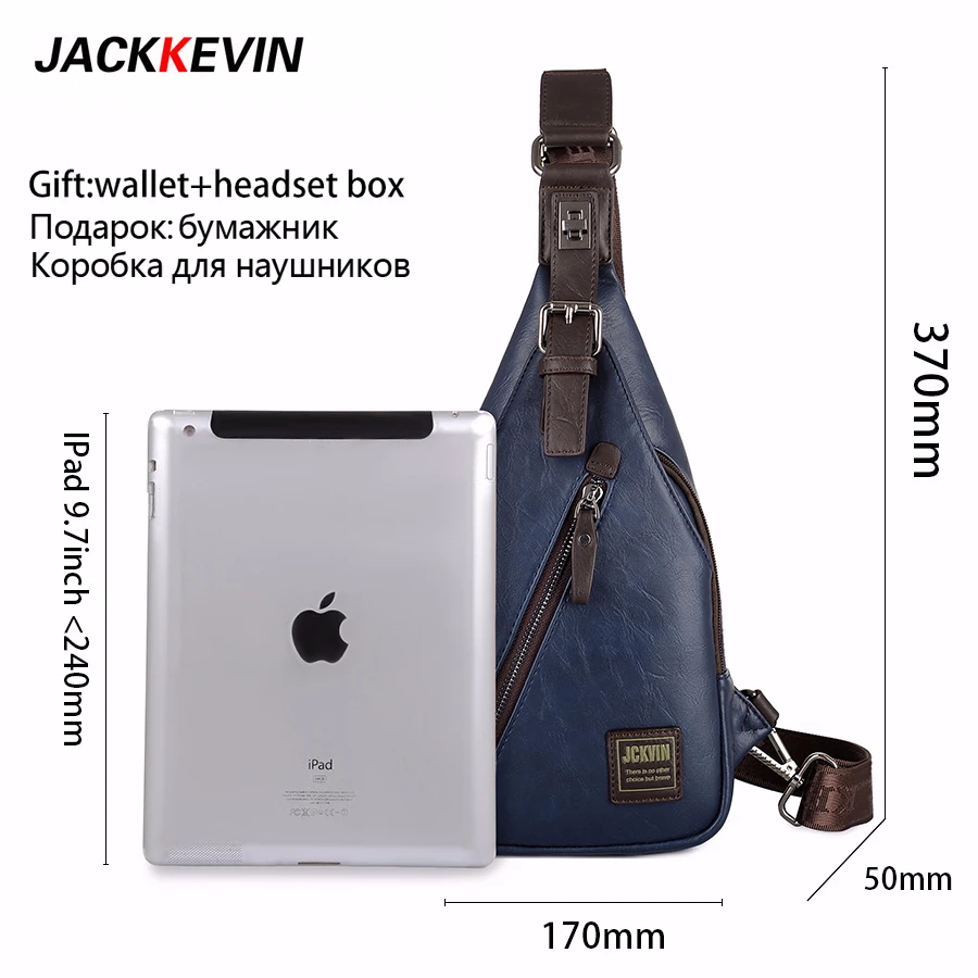 Imagem -02 - Jackkevin-bolsa Tiracolo Masculina Botão Rotativo Bolsa de Peito Aberta Bolsa de Ombro Bolsa de Cintura no Peito Moda Masculina