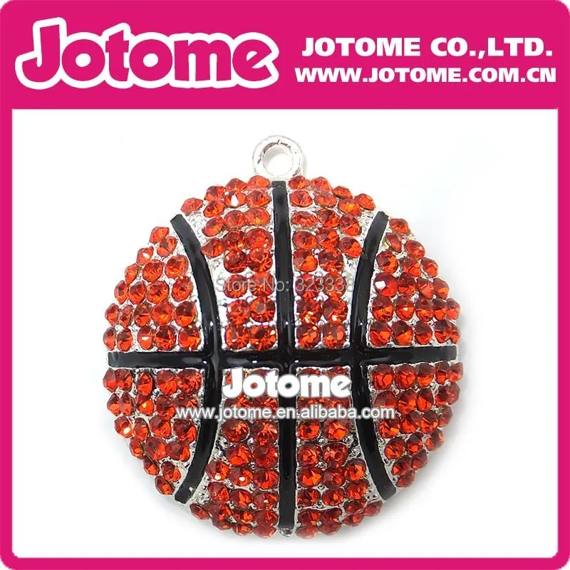 35mm Orange Rhinestone Basketball Sport Pendant Cheap Rhinestone Baseball&Volleyball&Basketball&Softball Pendant