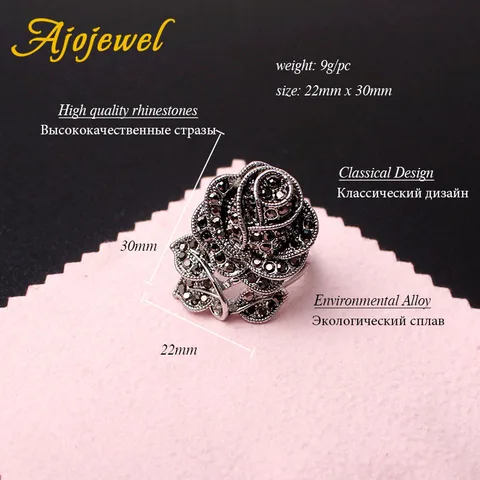 Кольцо с розой Ajojewel из цинкового сплава — фото товара