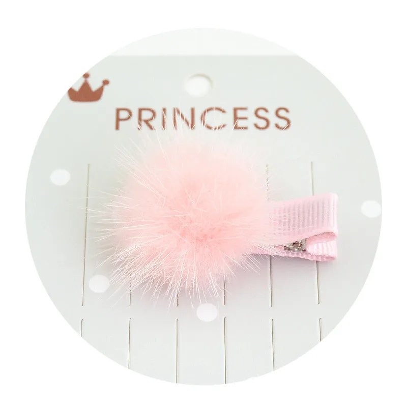 Girls Hairpins with Small Lovely Soft Fur Pompom Mini Ball Gripper Hairball Pom Hairclips Children Hair Clip Hair Accessories