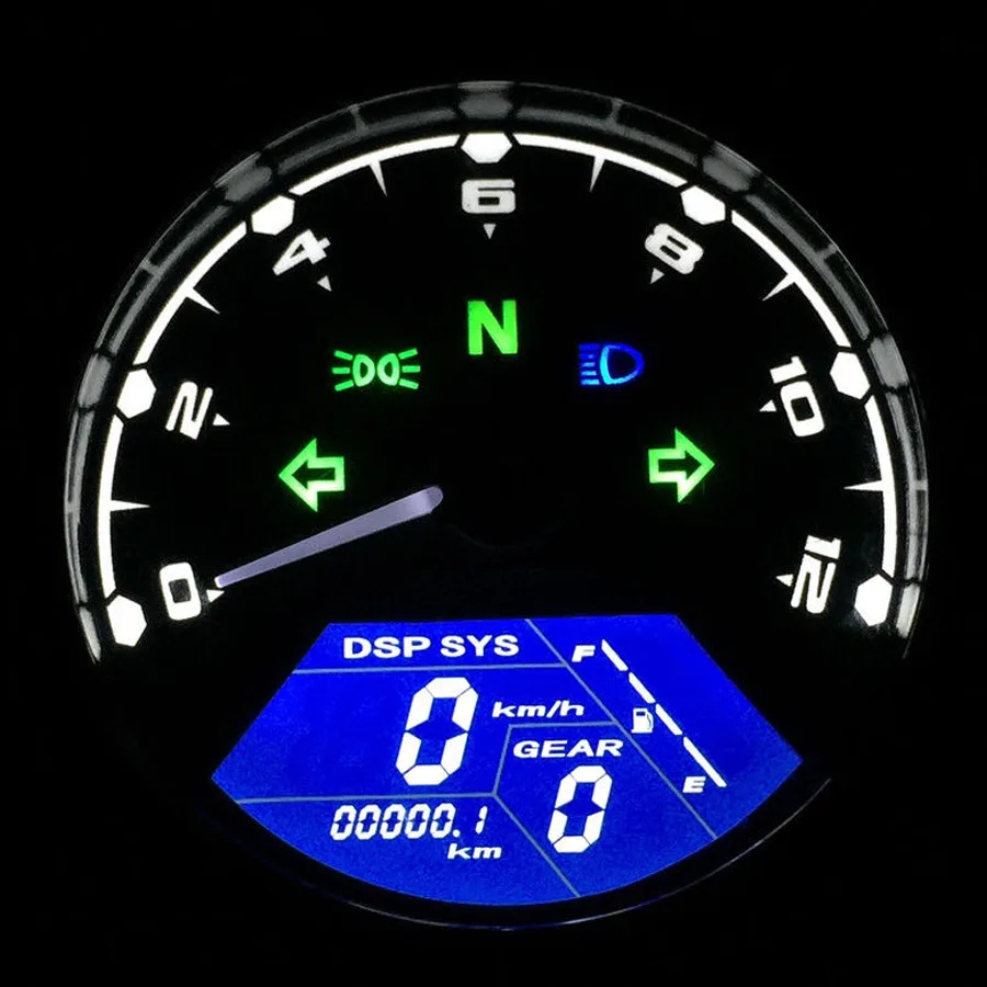 8-18V Universal Motorcycle LCD Digital Odometer Tachometer Speedometer Gauge Multi-function for Cafe Racer 2 - 4 Cylinders