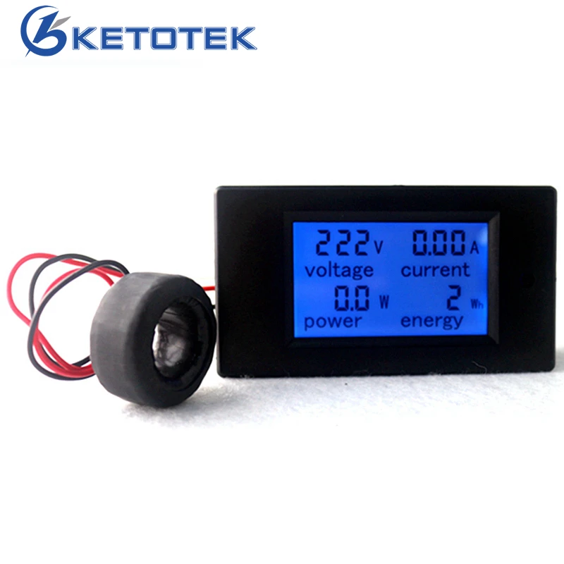 4 in 1 AC Voltmeter Ammeter 80-260V 100A Digital LCD Volt Amp Watt Energy Power Meter Gauge with Current Transformer