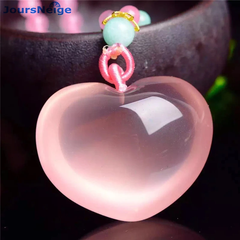 Wholesale Pink Natural Crystal Heart Pendants Necklace Hexagonal Starlight Lucky for Women Girl Gift Crystal Pendant Jewelry