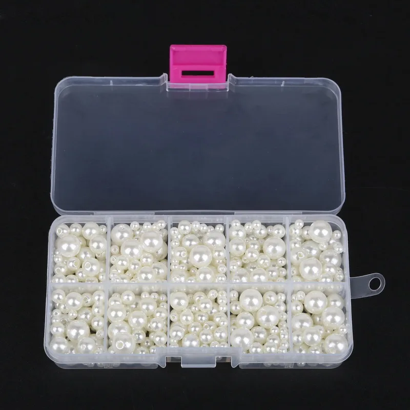350Pcs 4 millimetri-10 millimetri Misto Rotondo Perle Imitazione ABS Perla di Colore Solido Allentato Perline per indumenti per la Decorazione Dei
