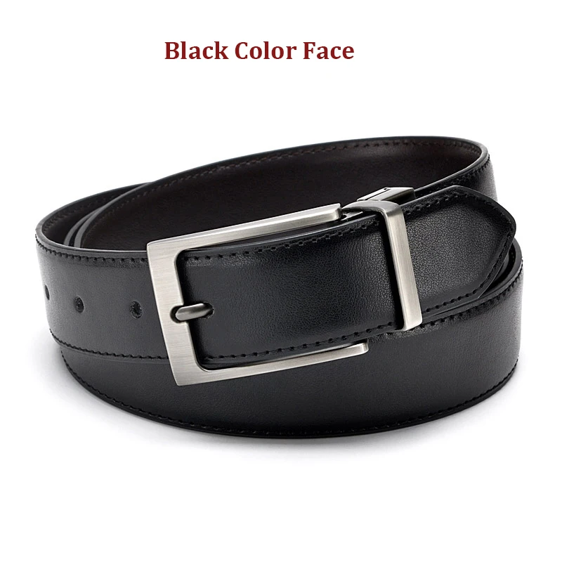 Men Reversible Buckle Belts Mens Leather Handmade Belt Hot Fashion Cowhide Leather Men Belt Black Dark Brown Color