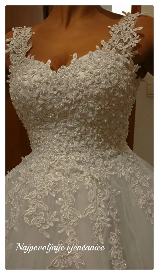 Vestido De Novia de tul con perlas, Vestido De Novia con imágenes reales, Vestido de Novia, boda, dama De honor, 2018