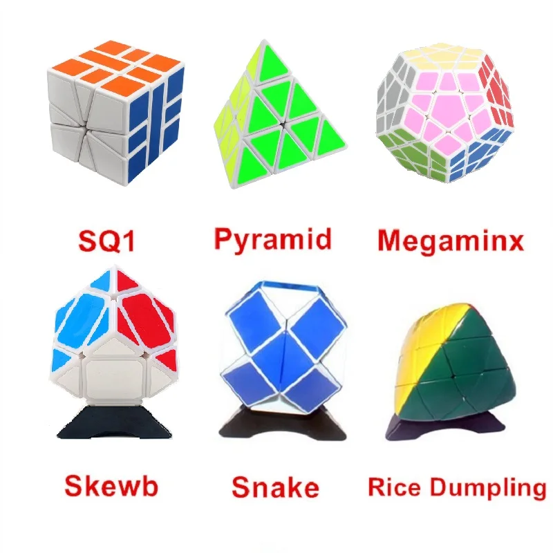 6pcs/Set Shengshou White Base Strange-shape Puzzle Cube Speed Twist Puzzle Bundle Pack Cube PVC&Matte Stickers Cubo Puzzle