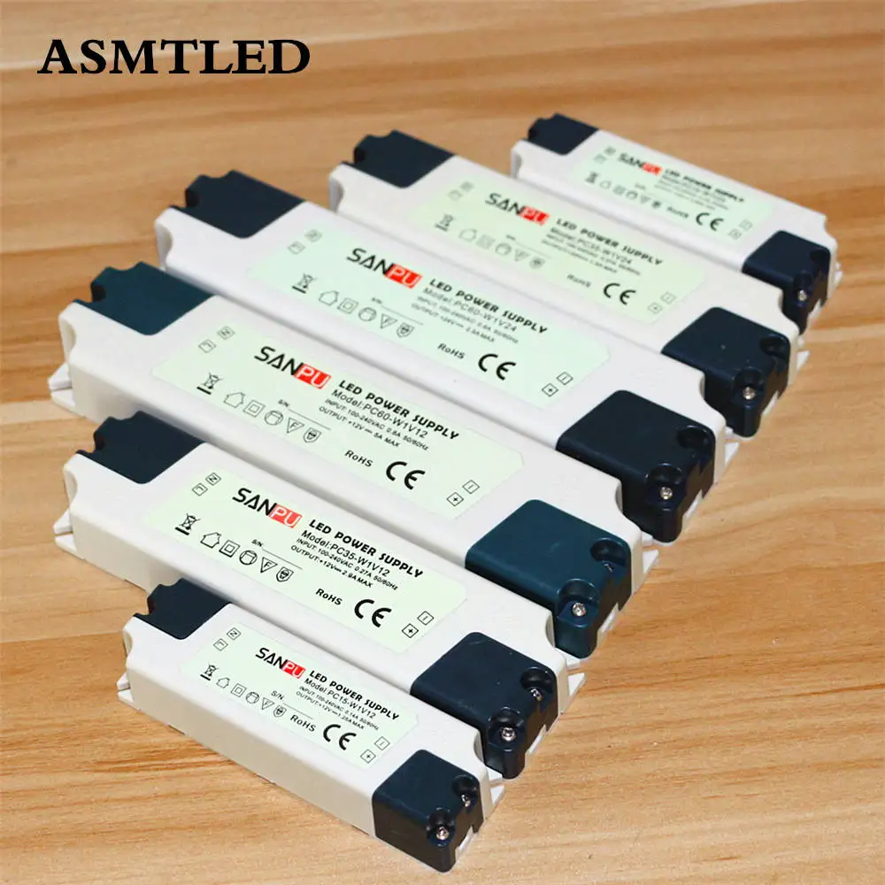 ASMTLED High Quality SANPU 110V - 220V to 12V 24V LED Driver 15W 35W 60W Adapter SMD 3528 5050 LED Strip Switching Power Supply