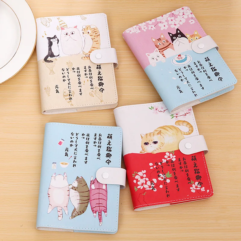 Cute Kawaii Stationery Leather Notebook Japanese Style Color Page Sketchbook Graffiti Diary Planner Notepad A6 Notebooks