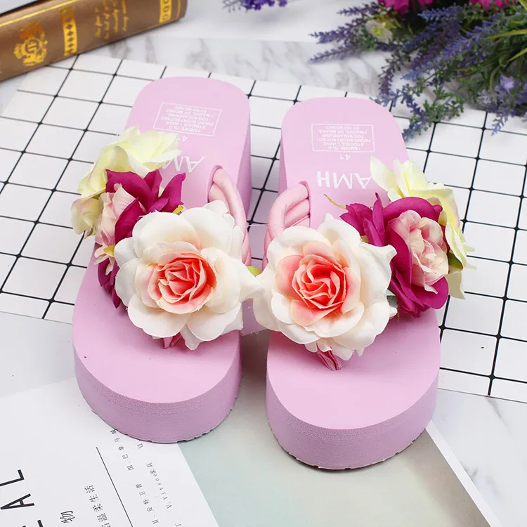 FONGIMIC Women Summer Flip Flops Slippers Indoor Floor Flowers Handmade Beach Slippers Seaside Holiday Characters DIY Slippers