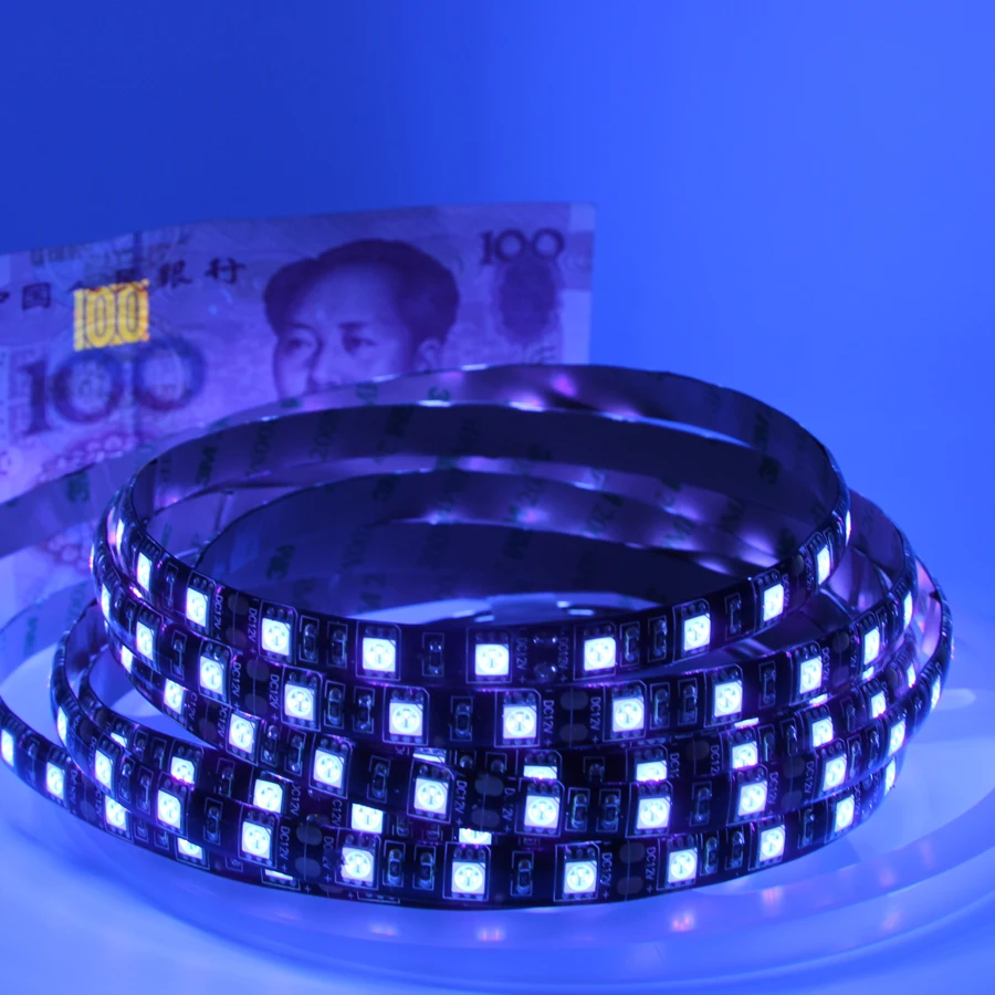 UV Led Strip light 5050 SMD 60leds/m 395-405nm Ultraviolet Ray LED Diode Ribbon Purple Flexible Tape lamp for DJ Fluorescence