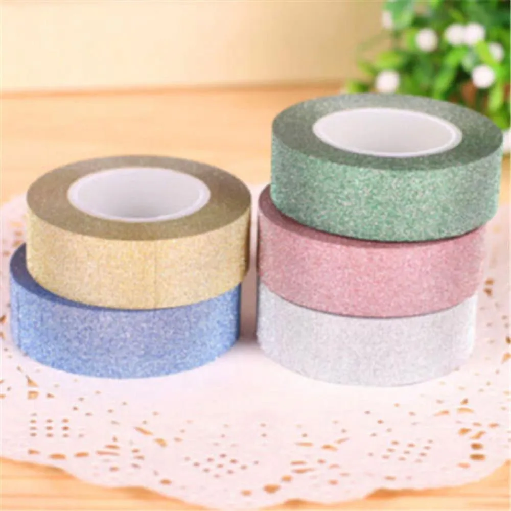 1 Rol Glitter Washi Tape Scrapbooking Decoratieve Plakband Album Washitape Briefpapier Tapes Maskeren Diy Ambachtelijke Benodigdheden