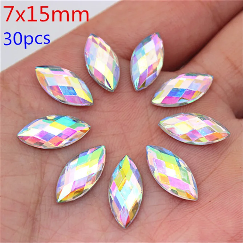 Wielowymiarowe akrylowe cyrkonie w kształcie oka Crystal AB Flat Back Nail Rhinestone 3D Non HotFix Akcesoria do zdobienia paznokci