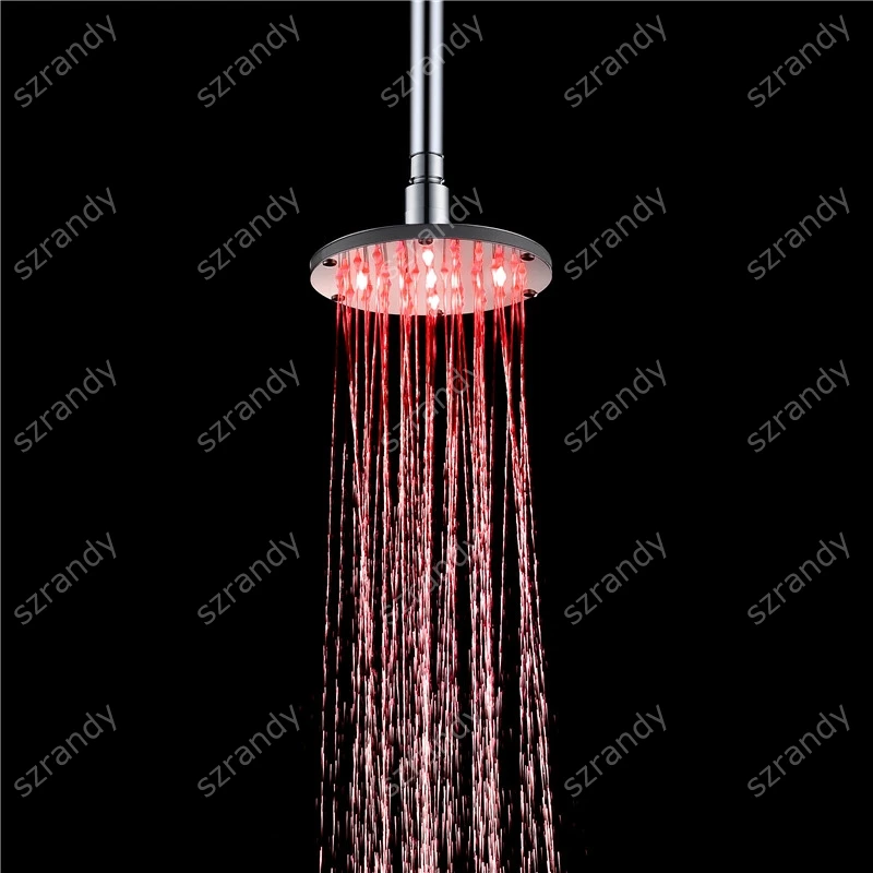 6 Inch 150mm Stainless Steel 304 Retail LED Color Rainfall Shower Head