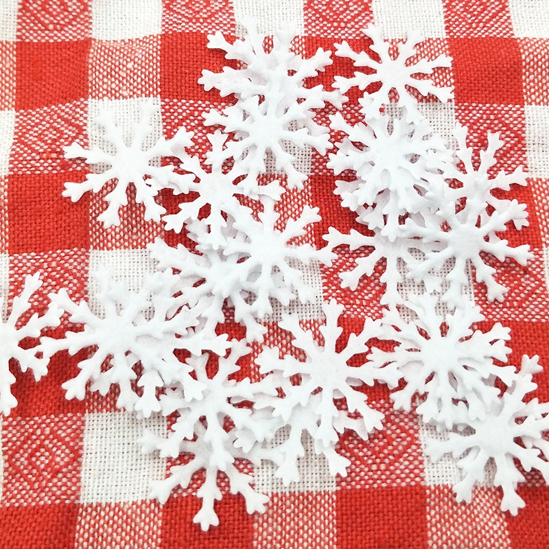 2.2cm 100pcs/lot  sew on white color felt patches for clothes snowflower shape scrapbooking accessories