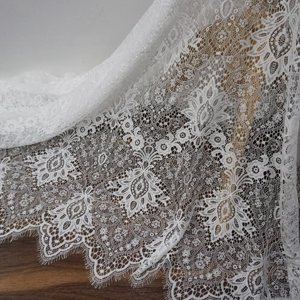 Soft Lace Fabric Eyelash Hollow Thick Yarn Lace Sewing Material Dress Clothing DIY Fabrics 3 Meters Long