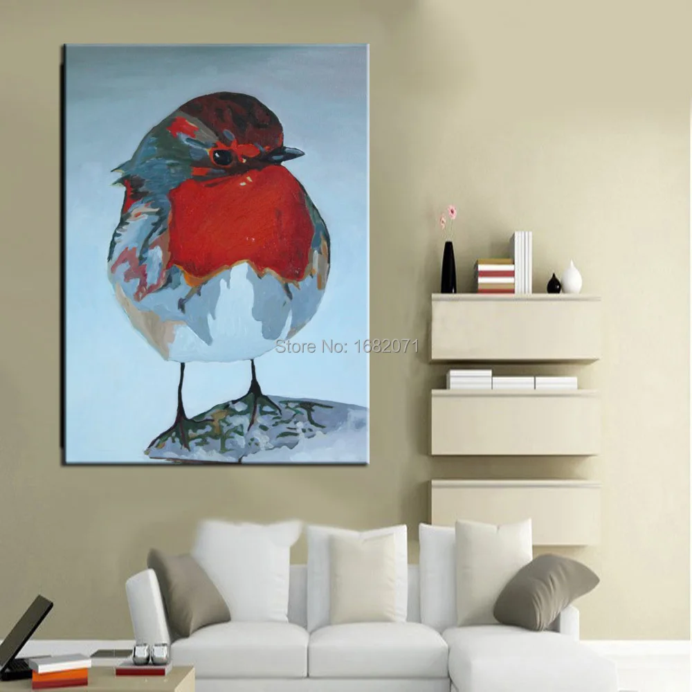 High Skills Artist Hand-painted Sparrow Oil Painting On Canvas For Living Room Decoration Cute Sparrow Bird Oil Painting