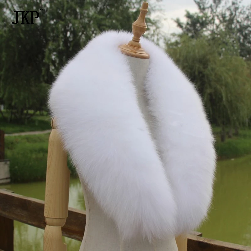 Real silver Fox Fur Collar Women 100% Natural Fox Fur Scarf Winter Warm Fur Collar Straight Collar Natural Large Scarf Shawls