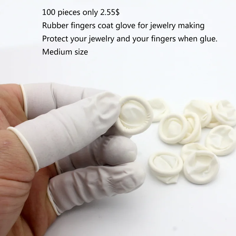 

Aaazee 100pcs Rubber Finger Cots Coat Gloves Protect Fingers and Jewelry, Finger Caps Milk White for DIY