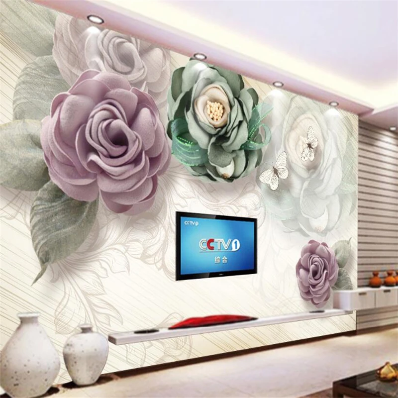 

Beibehang 3D Wallpaper European Retro Stereo Flower Sofa TV Background Wall Living Room Bedroom Mural wallpaper papel de parede