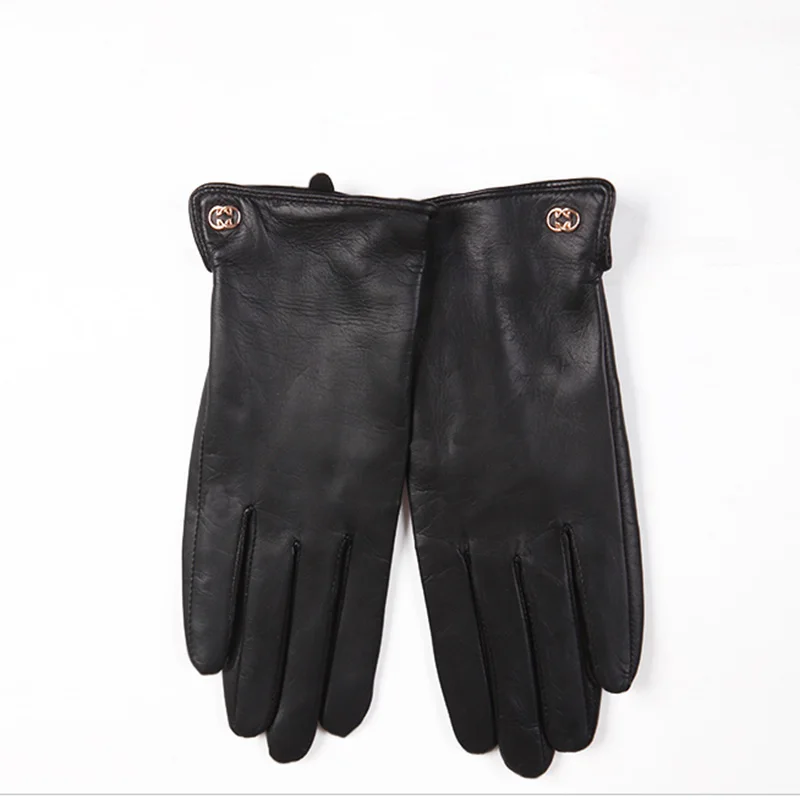 Autumn And Winter Real Leather Gloves Ladies Thin Warm Driving Gloves Short Paragraph Sheepskin Gloves Touch Screen TL27003-5